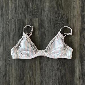 Pink and gray satin bralette